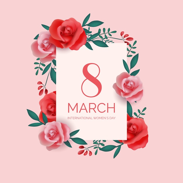 現実的な女性の日バラと3月8日