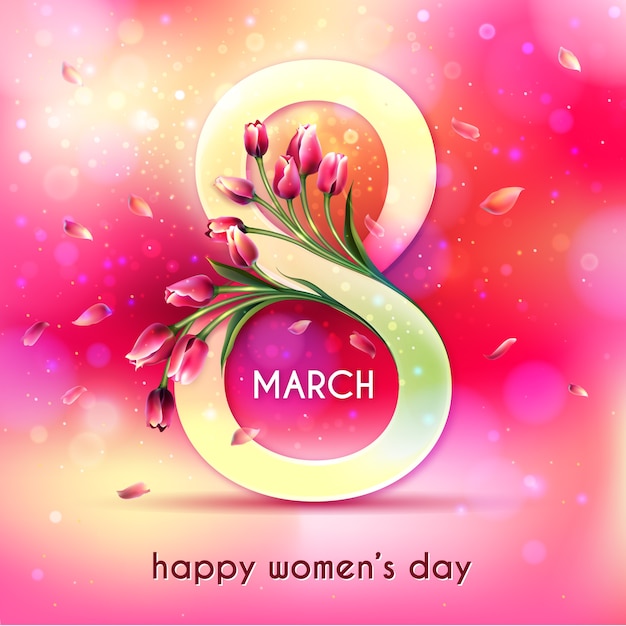 Free vector realistic women's day with tulips