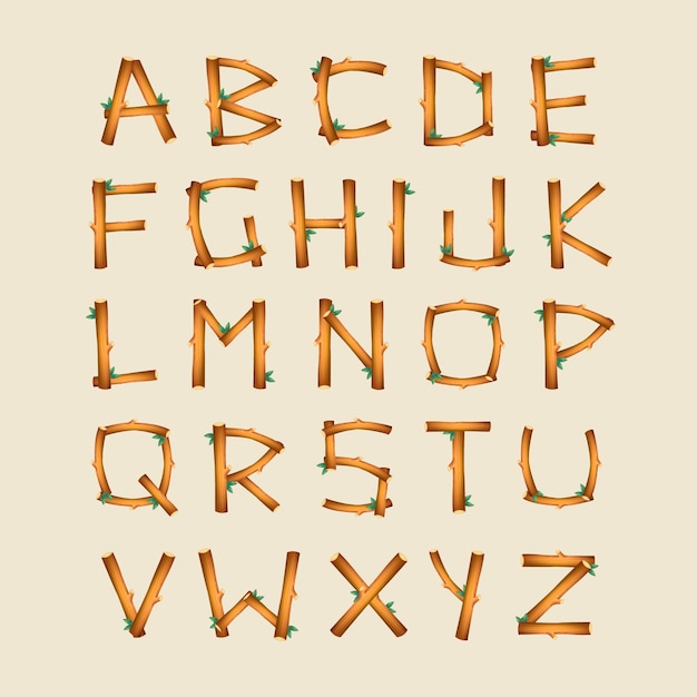 Free vector realistic wood font design template