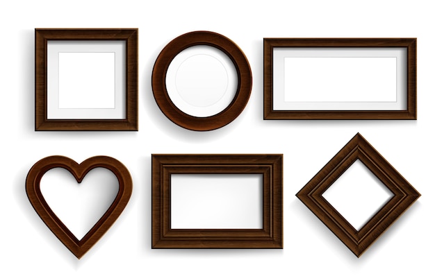 Free vector realistic wooden photo frame collection