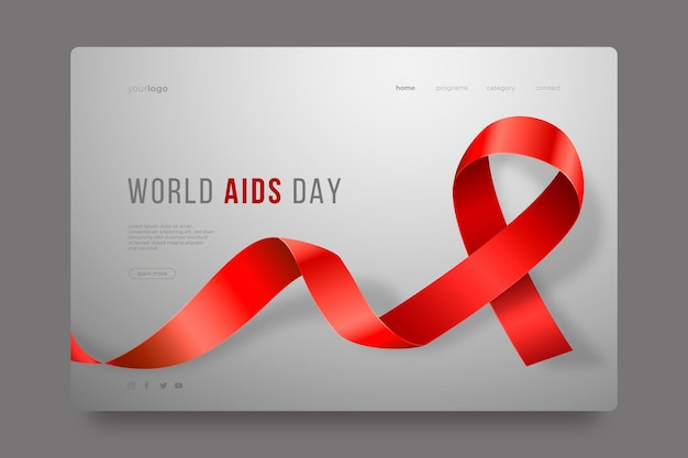 Free vector realistic world aids day landing page template