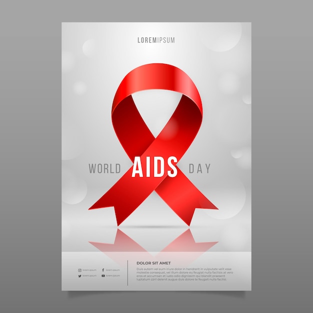 Modello di poster verticale realistico della giornata mondiale dell'aids