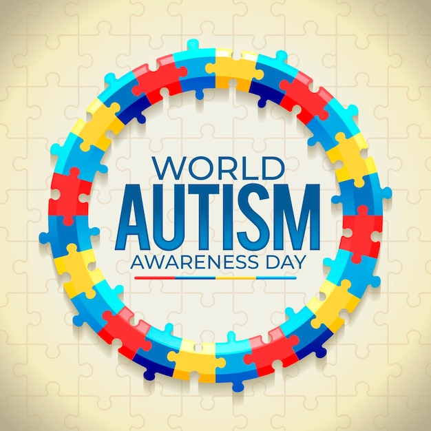 Realistic world autism awareness day illustration