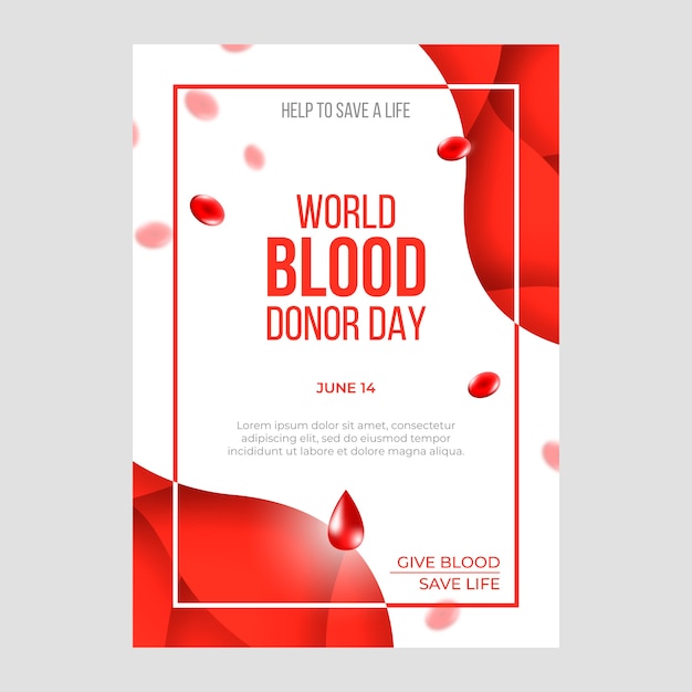 Realistic world blood donor day vertical poster template