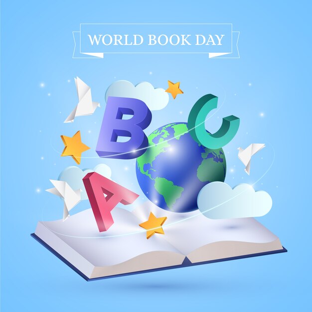 Realistic world book day design