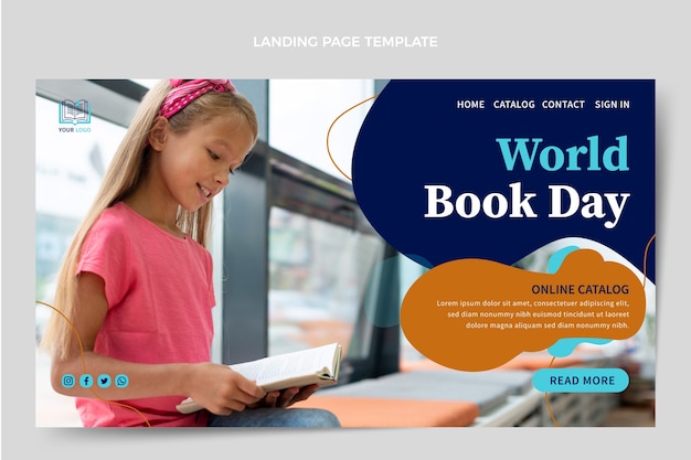 Realistic world book day landing page template