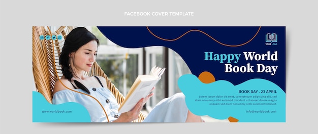 Free vector realistic world book day social media cover template