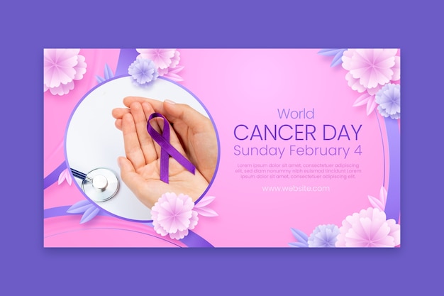 realistic world cancer day horizontal banner template