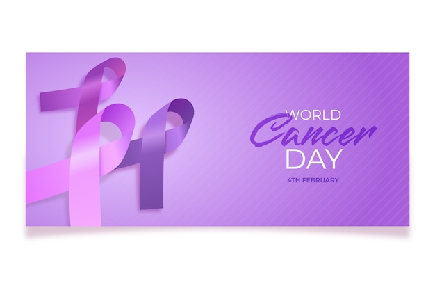 Free vector realistic world cancer day horizontal banner