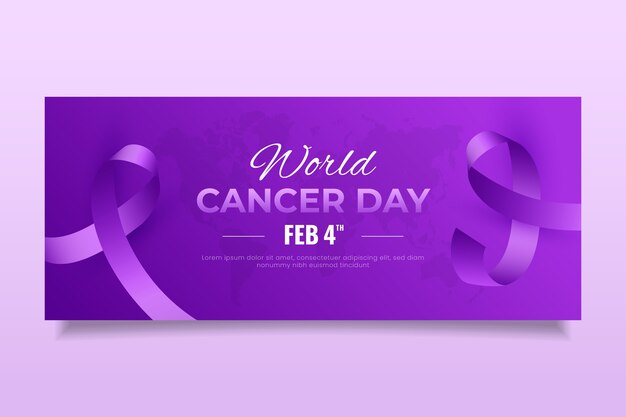 Realistic world cancer day horizontal banner