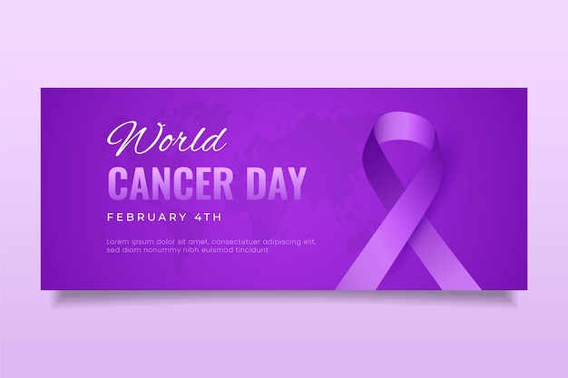 Realistic world cancer day horizontal banner