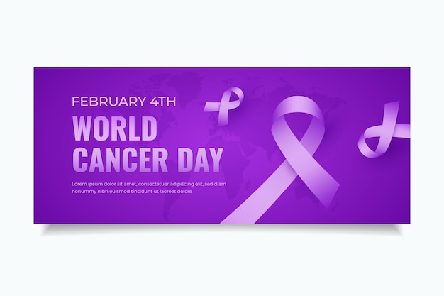 Free vector realistic world cancer day horizontal banner