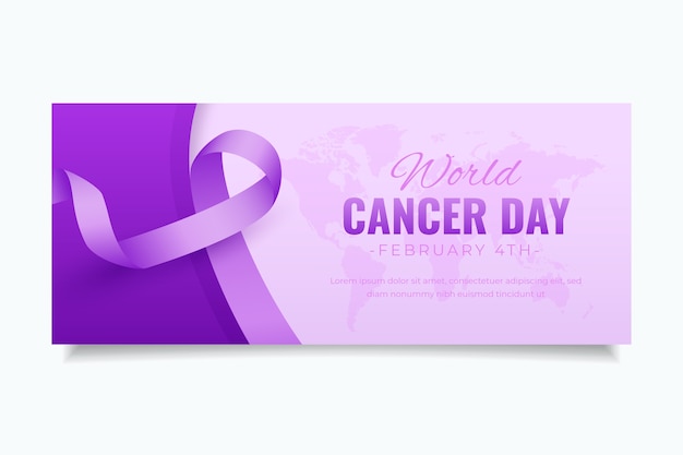 Realistic world cancer day horizontal banner