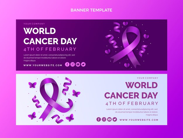 Realistic world cancer day horizontal banner