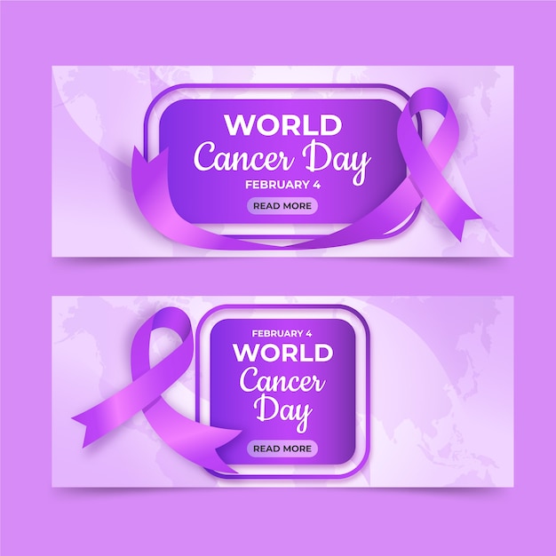 Free vector realistic world cancer day horizontal banners set