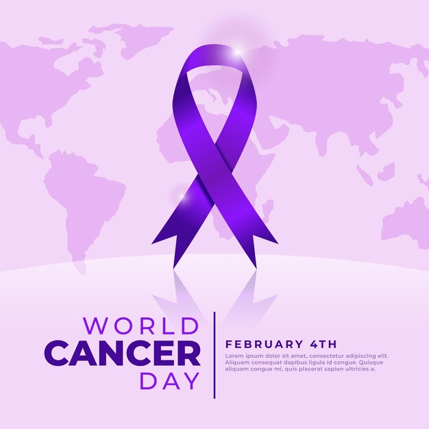Realistic world cancer day illustration with ribbon