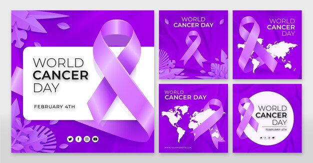 Realistic world cancer day instagram posts collection