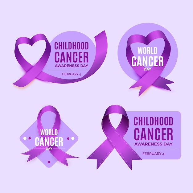 Free vector realistic world cancer day labels collection