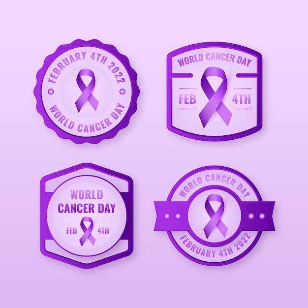 Free vector realistic world cancer day labels collection