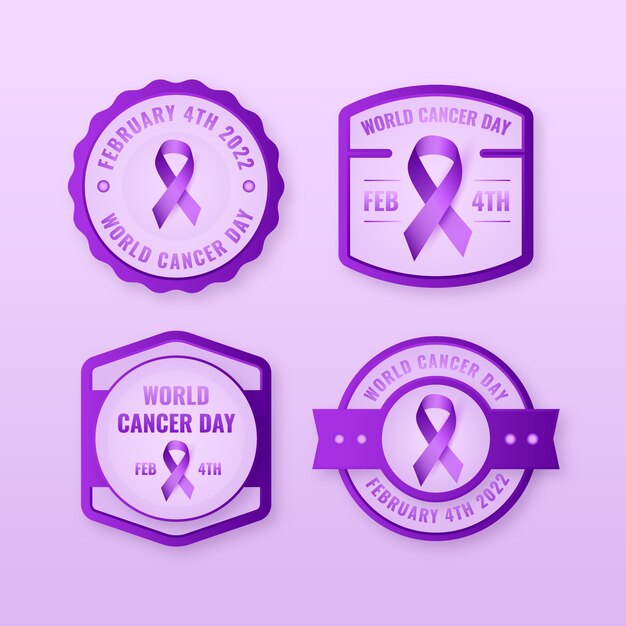 Realistic world cancer day labels collection