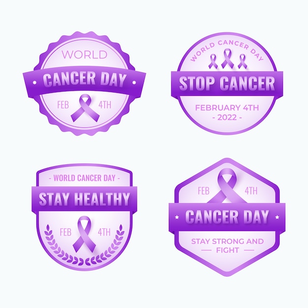 Free vector realistic world cancer day labels collection