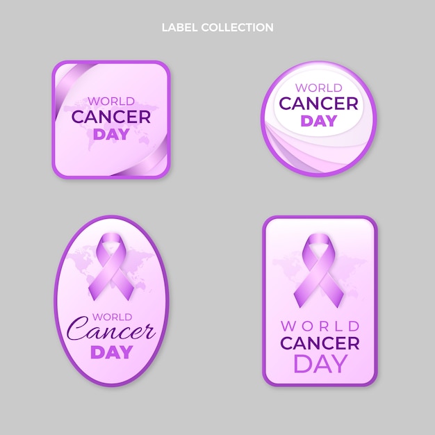 Коллекция реалистичных этикеток ко всемирному дню борьбы с раком