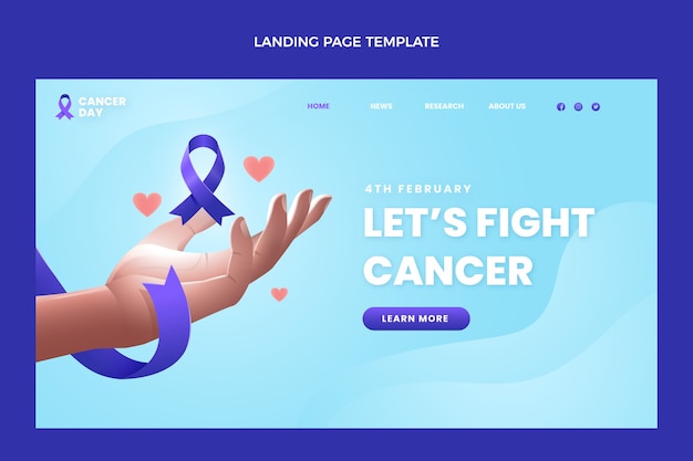 Реалистичный шаблон целевой страницы всемирного дня борьбы с раком