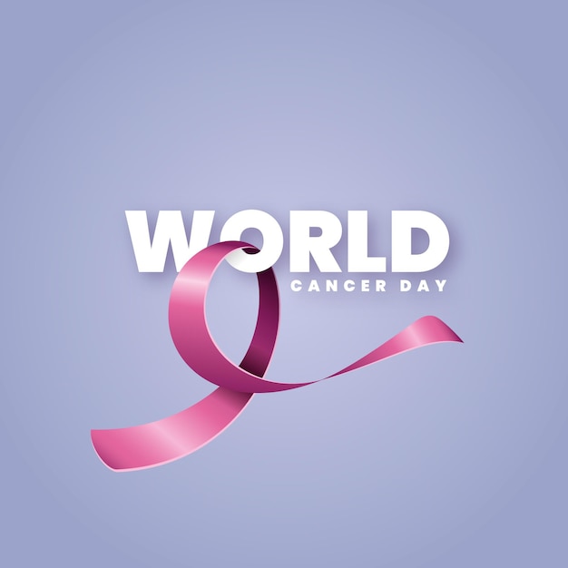 Realistic world cancer day pink ribbon