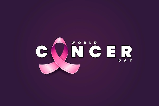 Realistic world cancer day ribbon with text