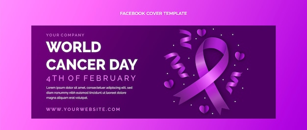 Бесплатное векторное изображение Реалистичный шаблон обложки для всемирного дня борьбы с раком в социальных сетях