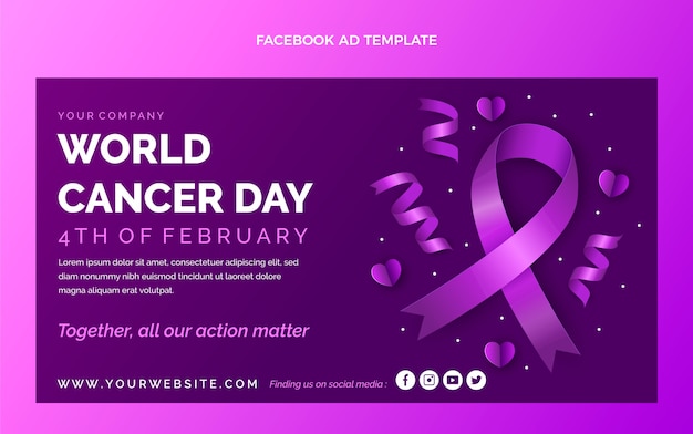 Free vector realistic world cancer day social media promo template