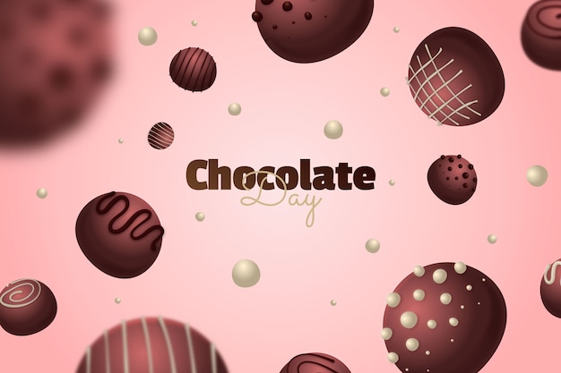 Free vector realistic world chocolate day background with chocolate sweets