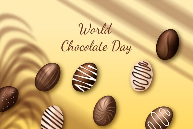 Realistic world chocolate day background with chocolate sweets