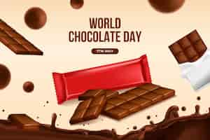 Free vector realistic world chocolate day background with chocolate