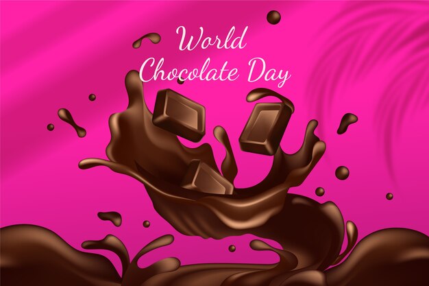 Realistic world chocolate day background with chocolate