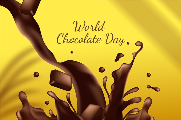 Realistic world chocolate day background with chocolate