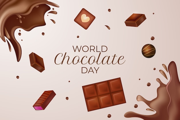 Fondo realistico della giornata mondiale del cioccolato con il cioccolato