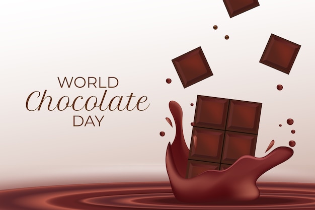 Realistic world chocolate day background with chocolate