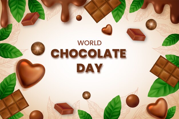 Realistic world chocolate day background with chocolate