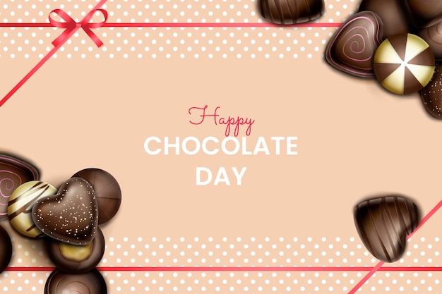 Free vector realistic world chocolate day background with sweets