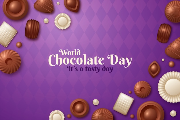 Realistic world chocolate day background