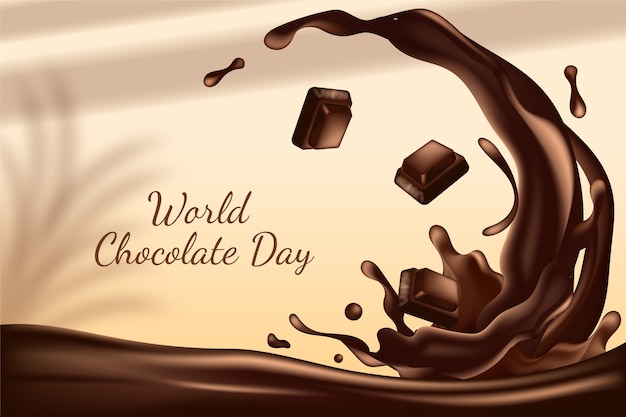 Vettore gratuito fondo realistico della giornata mondiale del cioccolato