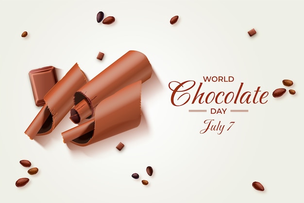 Vettore gratuito fondo realistico della giornata mondiale del cioccolato