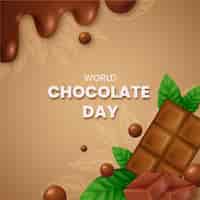 無料ベクター チョコレートと現実的な世界のチョコレートの日のイラスト