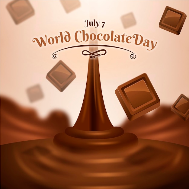 Free vector realistic world chocolate day illustration