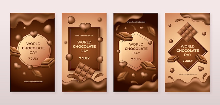 無料Vector リアルな世界のチョコレートデーのinstagramストーリー