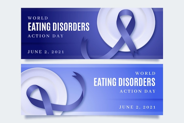Free vector realistic world eating disorders action day banners set