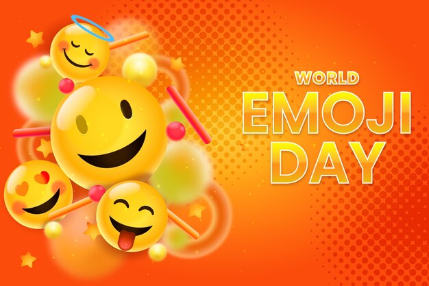 Realistic world emoji day background with emoticons