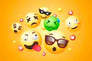 Free vector realistic world emoji day background with emoticons