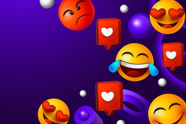 Sfondo realistico del giorno delle emoji con le emoticon